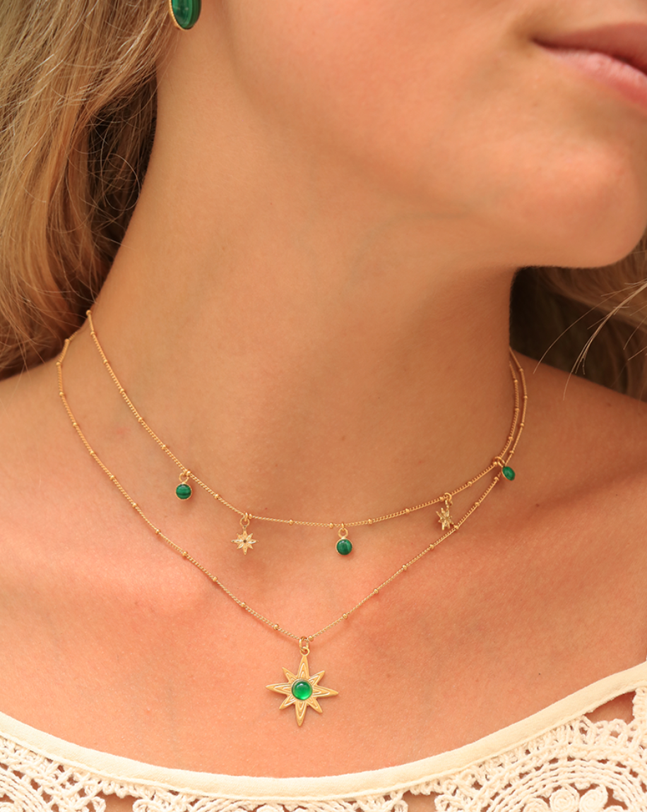 Collier Polaris, agate verte