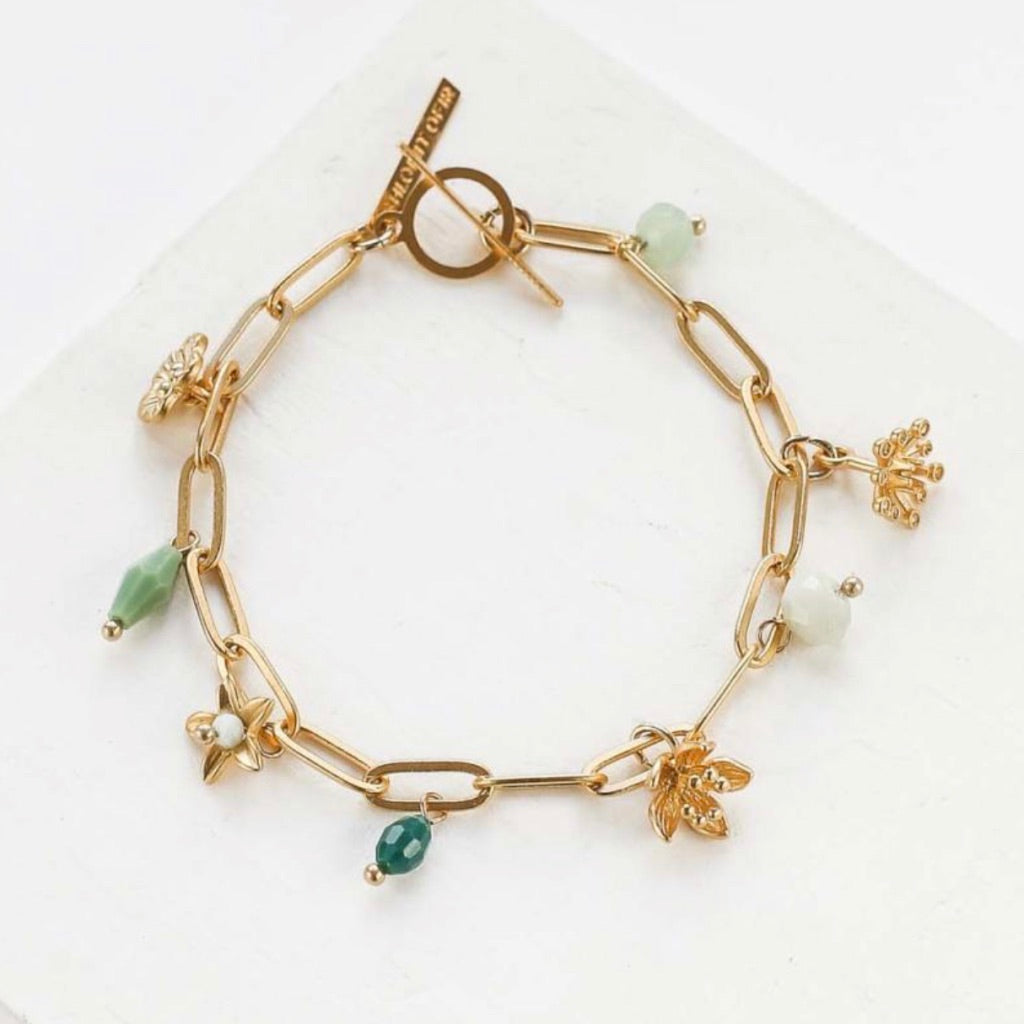 Bracelet Blossom, vert doré